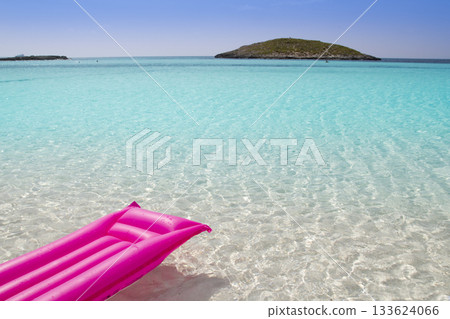 beach floating lounge pink tropical sea Formentera beach floating lounge pink tropical sea Formentera 133624066