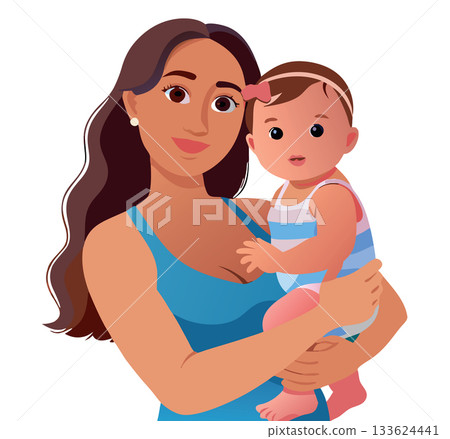 Young mother holding her baby boy with love and care- 133624441