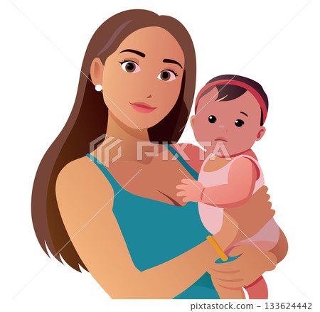 Young mother holding her baby boy with love and care 133624442