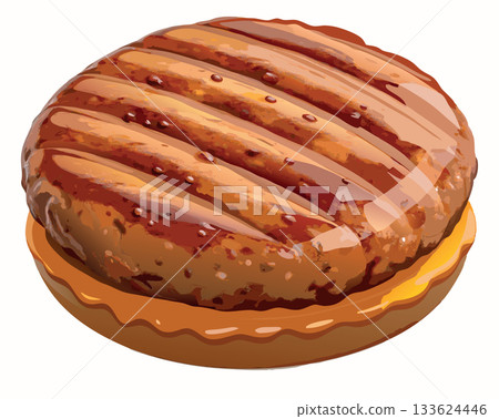 Delicious grilled burger patty with striped roasted marks Delicious grilled burger patty with striped roasted marks 133624446