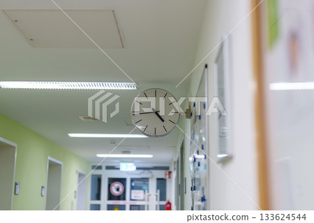 white clock on the hospital bed white clock on the hospital bed 133624544