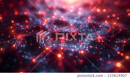 AI-inspired network background showing connections and nodes. 133624907