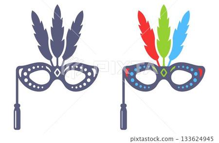 Multicolored carnival mask icon. 133624945