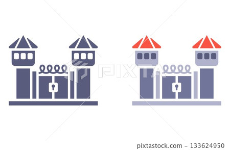 Prison building black icon. Prison building black icon. 133624950