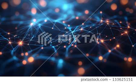 AI-inspired network background showing connections and nodes. 133625151
