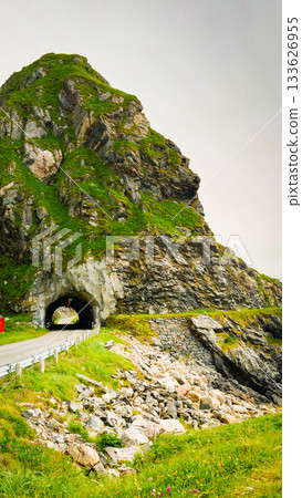 Road with old tunnel in mountains Norway Road with old tunnel in mountains Norway 133626955