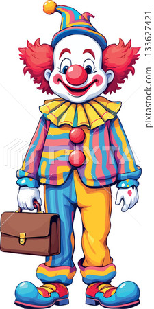 Clown holding briefcase smiling looking professional work 133627421