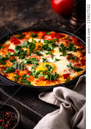 Shakshuka, traditional Jewish breakfast dish Shakshuka, traditional Jewish breakfast dish 133627522