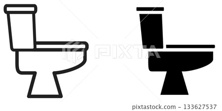Simple toilet bowl icon, black and white version 133627537