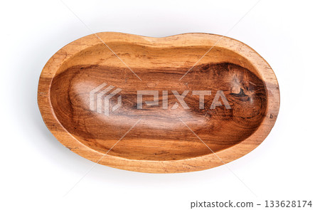 Small rosewood bowl, wood polished, isolated on white background view from above 133628174