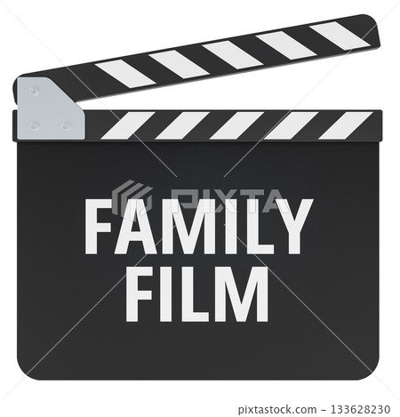 Family Film concept with clapperboard. 3D rendering 133628230