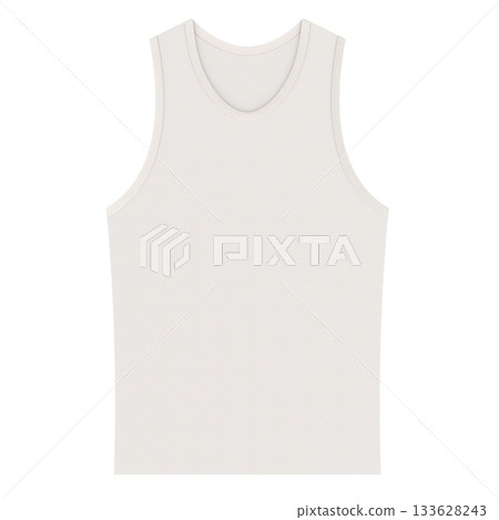 White sleeveless tank top. 3D rendering 133628243