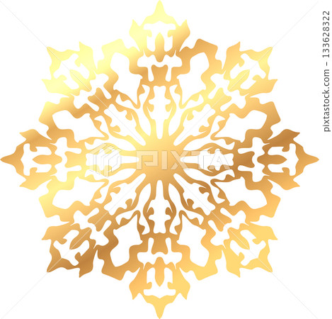 Carved snowflake. Vintage gold glitter foil snowflake. 133628322