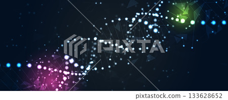 Futuristic plexus hexagons, DNA strands, connected neural technology background Futuristic plexus hexagons, DNA strands, connected neural technology background 133628652