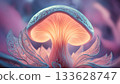 glowing mushroom with ethereal luminescent , with intricate details and a touch of surrealism. digital art work. Ai generated 133628747
