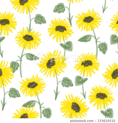 Seamless doodle sunflower pattern Seamless doodle sunflower pattern 133629310