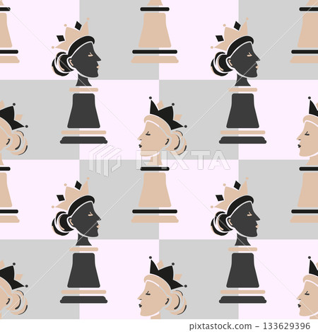 Seamless chess Queen seamless pattern 133629396