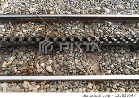 rack railway track for steep mountain railways. Gornergrat Railway rack railway track for steep mountain railways. Gornergrat Railway 133629547