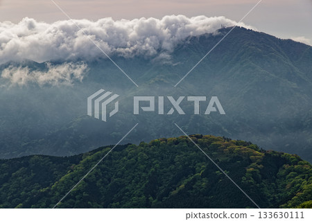 從丹澤表山脊望去，大山被雲霧籠罩。 133630111