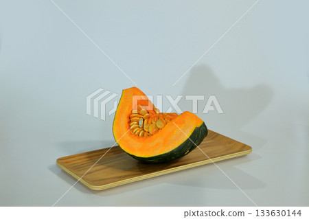 1/4 cut pumpkin 1/4 cut pumpkin 133630144