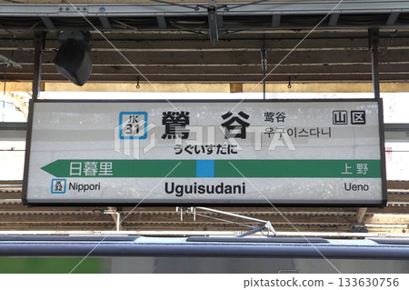 [JK31] Uguisudani Station / Northbound (JR Keihin-Tohoku Line: Station name sign) 133630756