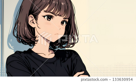 一位年輕女子別過臉去,臉上帶著「嗯!」的表情。 一位年輕女子別過臉去,臉上帶著「嗯!」的表情。 133630954