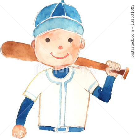 男孩手持棒球棒的向量插圖 133631005