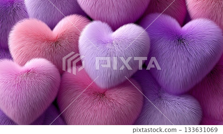 粉彩蓬鬆愛心系列－柔軟毛絨抽象紋理 133631069