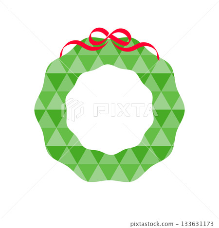 聖誕花圈框架，簡約黃綠色向量圖，PNG格式，透明背景 133631173