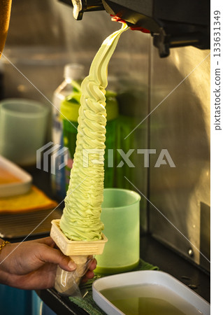 Delicious moment: Fresh ice cream in progress Delicious moment: Fresh ice cream in progress 133631349