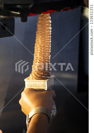 Delicious moment: Fresh ice cream in progress 133631351