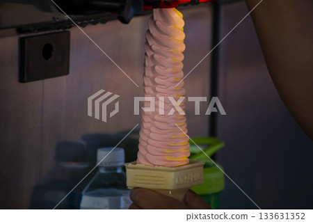 Delicious moment: Fresh ice cream in progress 133631352