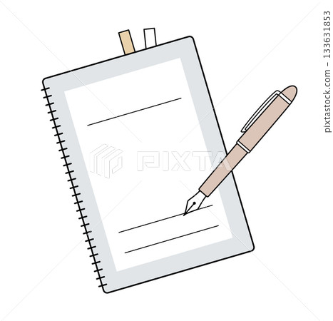 Ring notebook and pen line icon: Schedule/Memo (dull color) Ring notebook and pen line icon: Schedule/Memo (dull color) 133631853