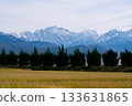 橫跨鄉村的立山山脈的壯麗景色 133631865