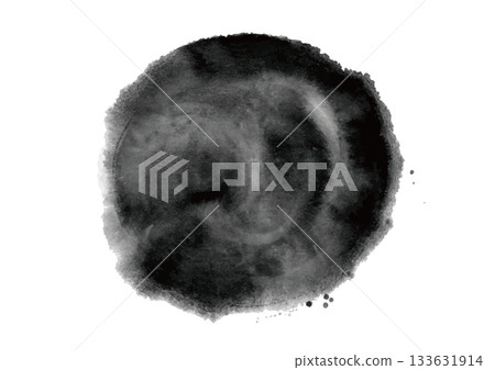 A circle drawn with ink on Japanese paper 133631914