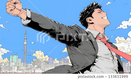 A businessman making a fist pump (strongly clenching his fist) A businessman making a fist pump (strongly clenching his fist) 133631999