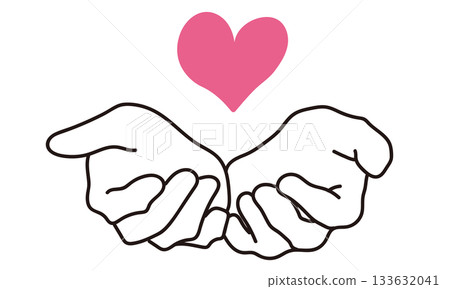 Palm and heart image illustration material Palm and heart image illustration material 133632041