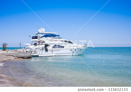 Luxury yacht moored off the coast of the Red Sea Luxury yacht moored off the coast of the Red Sea 133632133