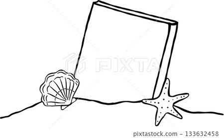 Summer Reading Bookish Outline Book on Beach Cartoon Hand Drawn Summer Reading Bookish Outline Book on Beach Cartoon Hand Drawn 133632458