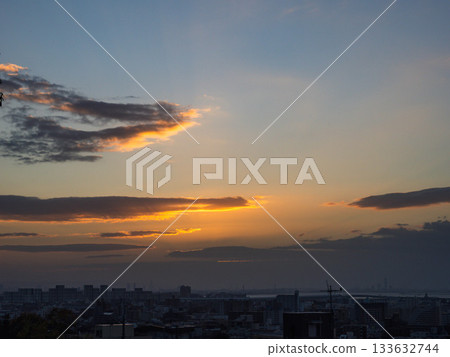 Dawn in the City: Sunrise from Plum Grove Park in Okamoto, Higashinada Ward, Kobe City 133632744