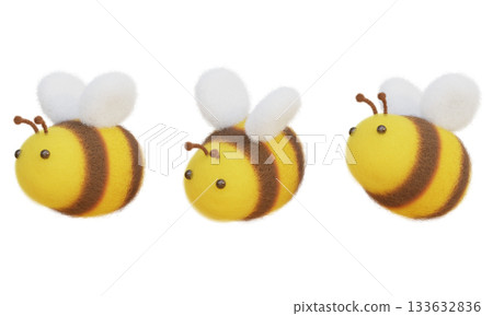 felt texture honeybee character 3D graphic 133632836