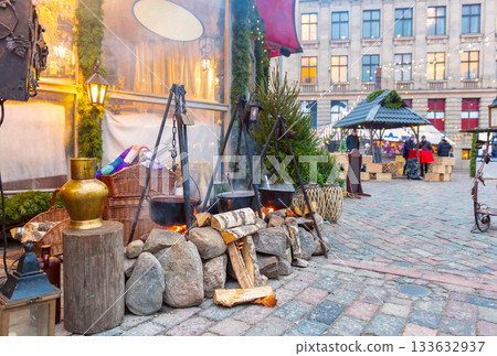 Christmas Market Cooking Area in Riga, Latvia Christmas Market Cooking Area in Riga, Latvia 133632937