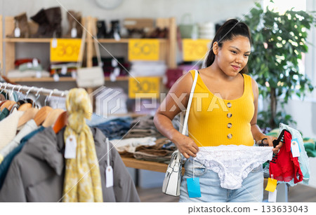 Girl at trading floor pick out and buying panties Girl at trading floor pick out and buying panties 133633043