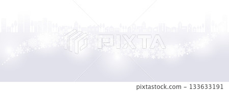 Title: Fantasy winter cityscape illustration: Wave-like snowflakes and illuminations Title: Fantasy winter cityscape illustration: Wave-like snowflakes and illuminations 133633191