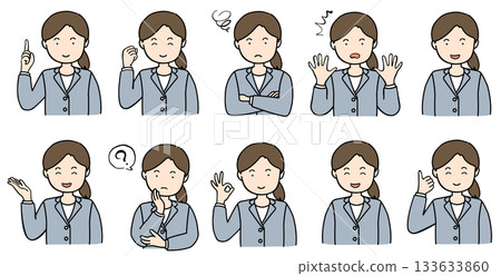 Illustration set of a posing young woman 133633860