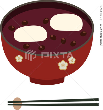 Oshiruko illustration material / Japanese sweets, winter food 133634280