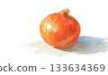 Watercolor onion illustration: food art with simple ingredients 133634369