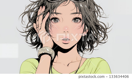 A young woman gasps in shock, her eyes wide open and her mouth hanging open 133634406