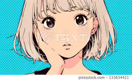 A young woman gasps in shock, her eyes wide open and her mouth hanging open 133634421