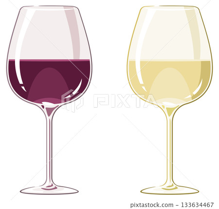 紅酒和白酒倒入酒杯的插圖 133634467